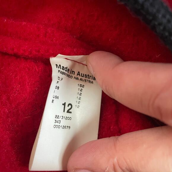 Giesswein Vintage Red Boiled Wool Tyrolean jacket sz 12 austria - Picture 10 of 12